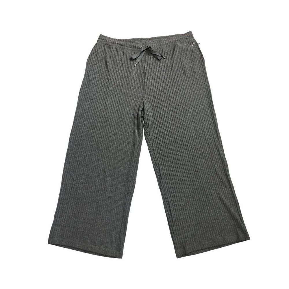 Calvin Klein Women's Elastic Waist Gray Ribbed Wide Leg Pants 1X NWT - Picture 3 of 6